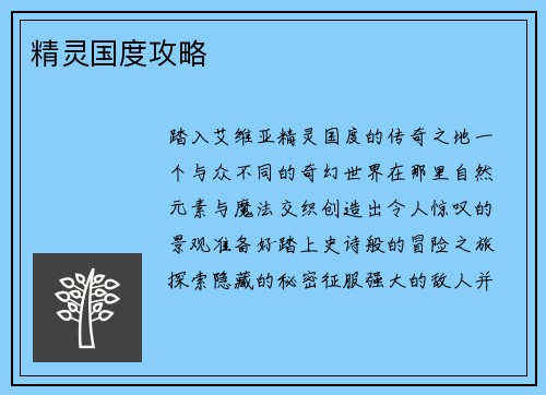 精灵国度攻略